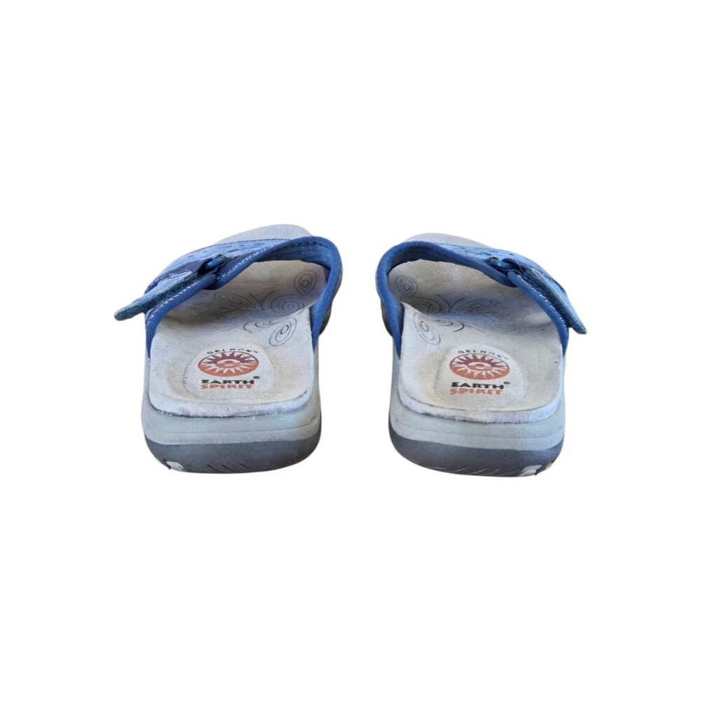 Earth Spirit Comfort Sandals Blue Leather Slides Gelron Cushion 7 - Picture 7 of 15